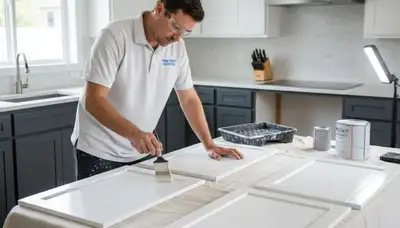 Professional kitchen cabinet painting and refinishing in Houston, TX by expert house painters