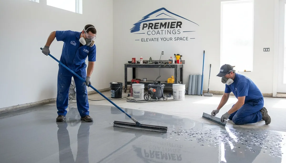 Professional epoxy floor coating in Houston TX garage with durable, glossy finish for heavy use