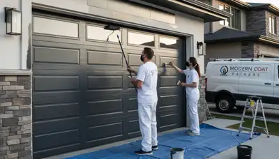 Professional garage door painting in Houston TX with durable, weather-resistant finish