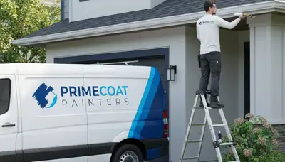 Professional gutter painting on a Houston TX home exterior to prevent rust and boost curb appeal