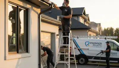 Professional gutter painting and restoration on a Houston, TX home exterior by expert painters