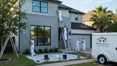 House painting team in Houston, TX providing residential interior and exterior painting services