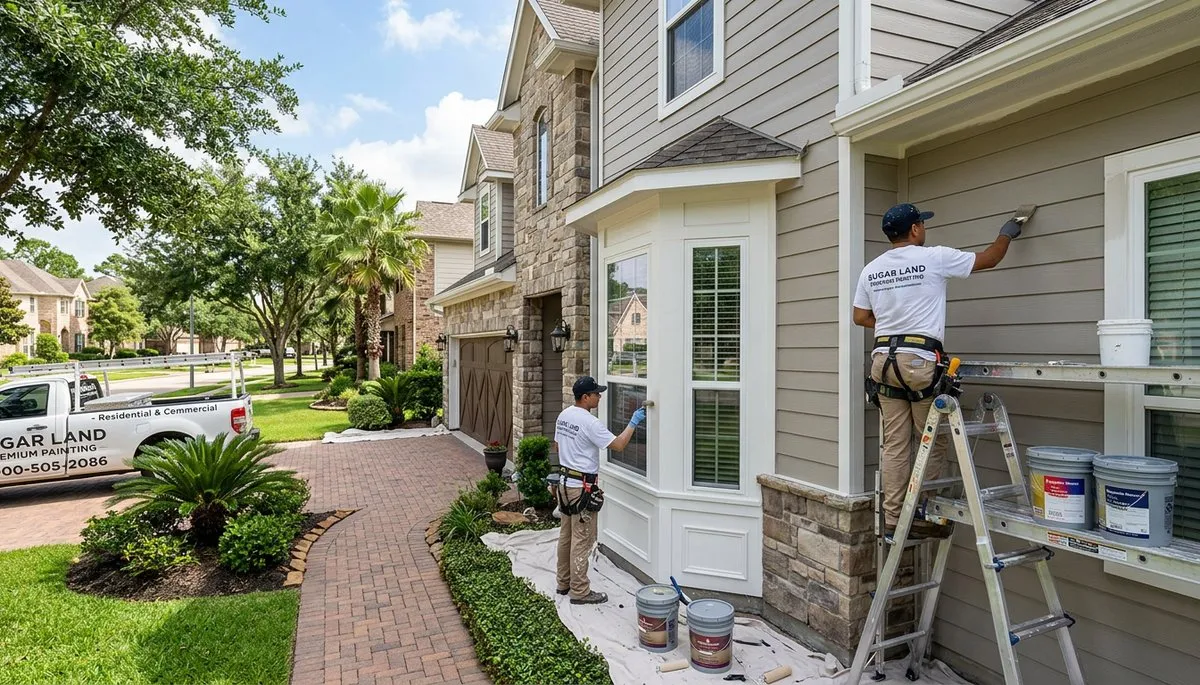 Professional house painters completing exterior home painting in Houston, TX