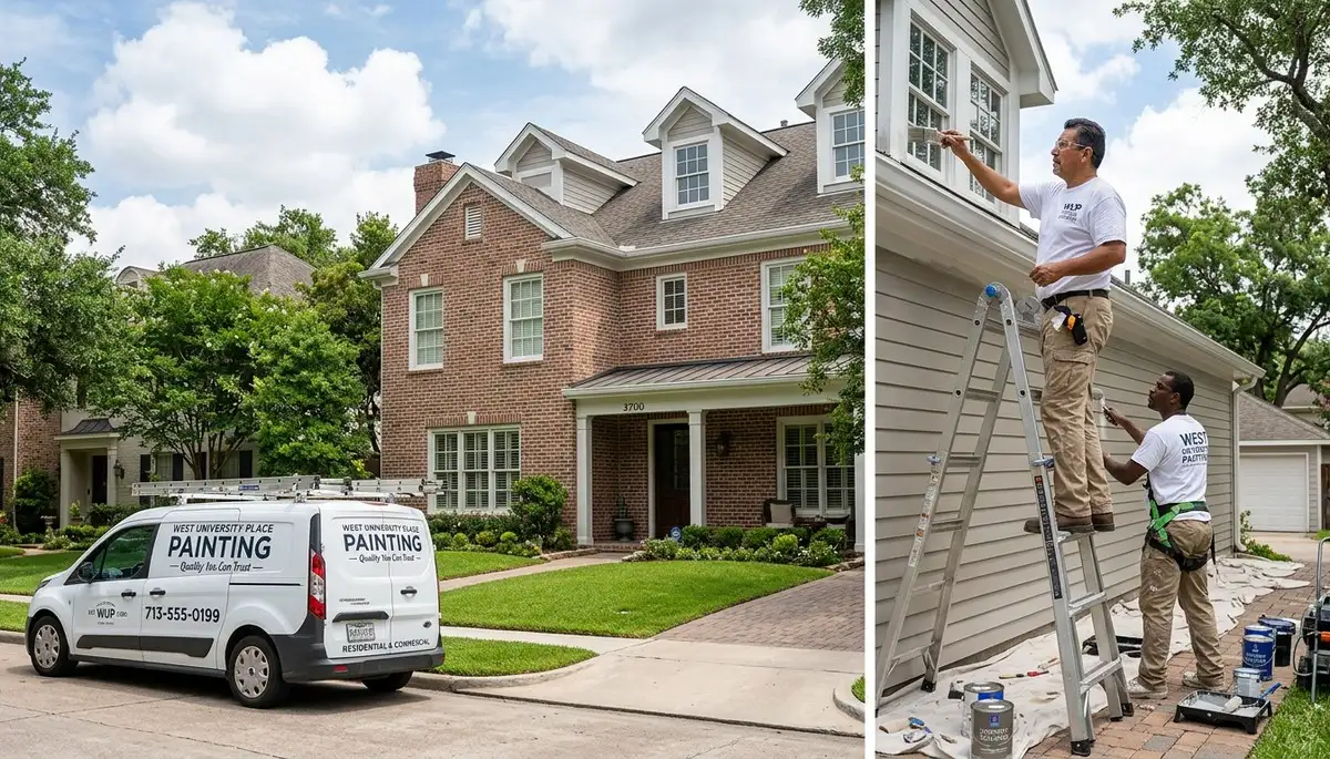 Professional house painting service on residential home exterior in Houston, TX