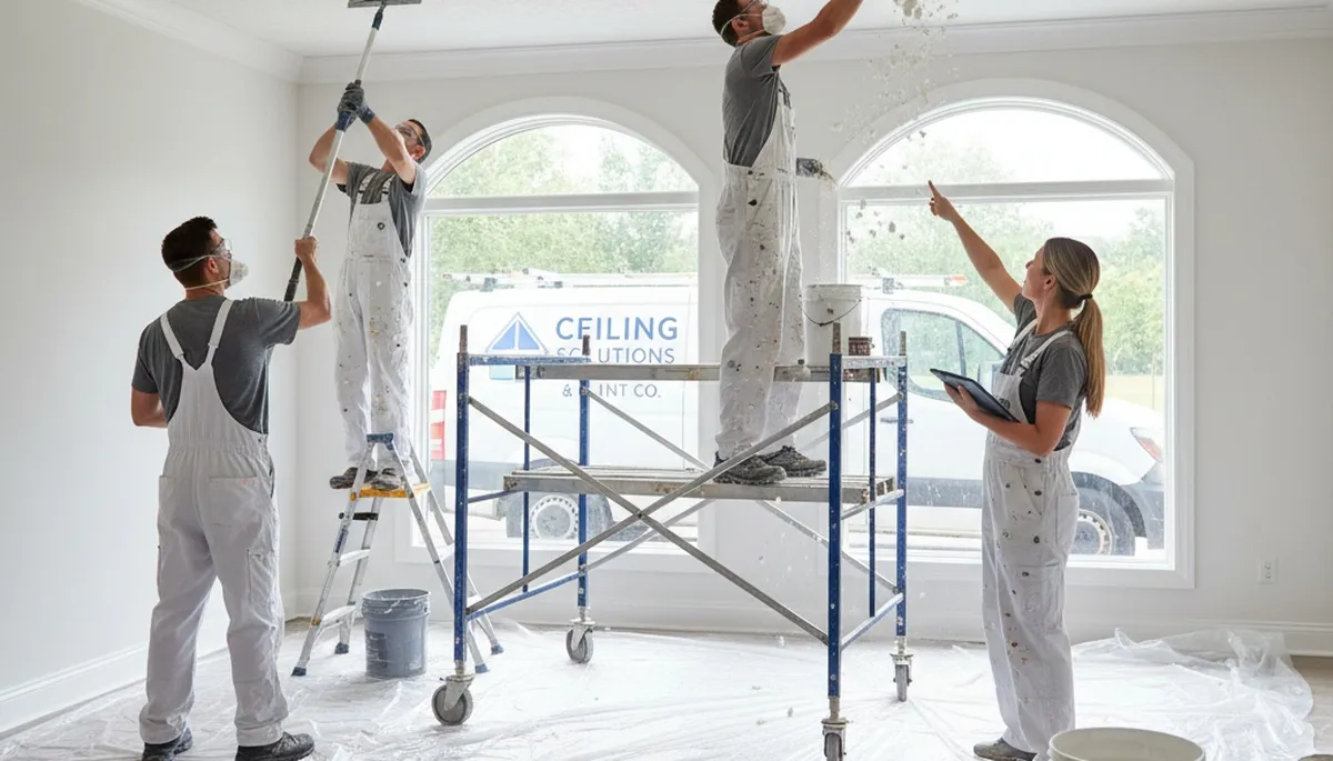 Professional popcorn ceiling removal and refinishing by expert painters in Houston, TX homes