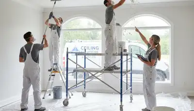 Professional popcorn ceiling removal and refinishing by expert painters in Houston, TX homes