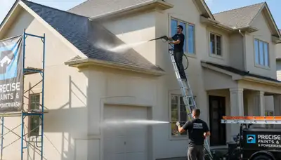 Professional pressure cleaning for Houston TX home exterior by expert house painters