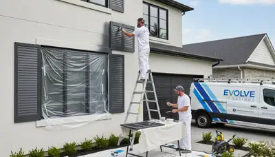 Professional shutter painters refinishing exterior shutters in Houston, TX for lasting curb appeal
