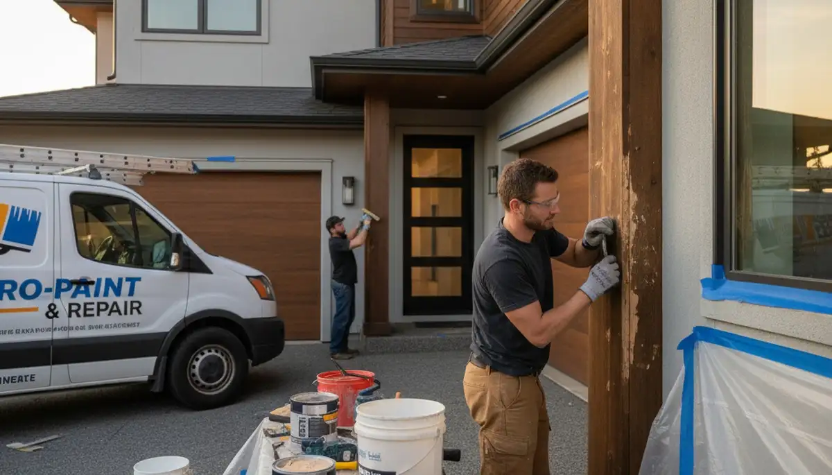 Professional wood rot repair on Houston TX home exterior by expert house painters